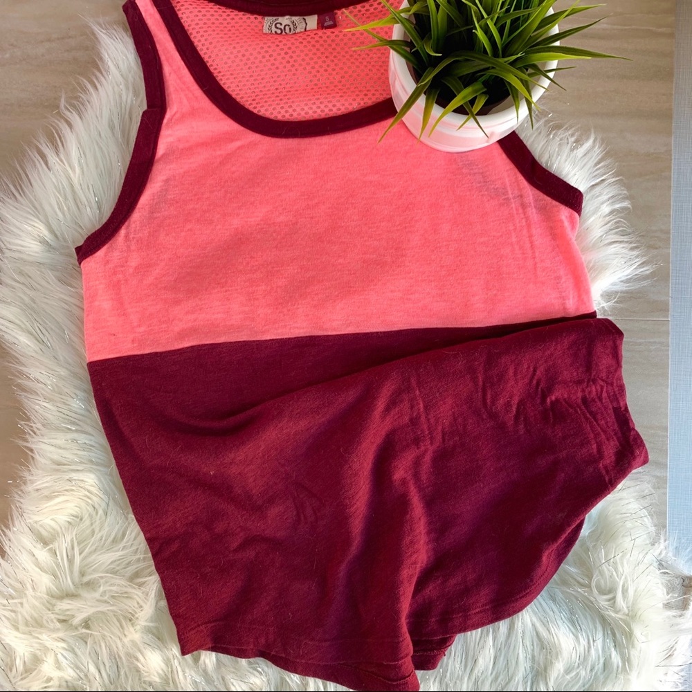 ❌SOLD❌So Burgundy And Salmon Workout Top